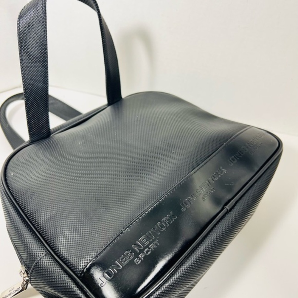 Jones New York canvas and leather black toiletry bag with handles